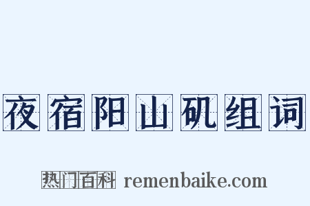 夜宿阳山矶组词是什么意思的图片